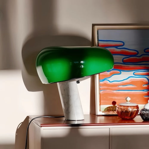 Lampe de Bureau Post-Moderne Élégante en Marbre – Noir, Blanc, Vert, Orange