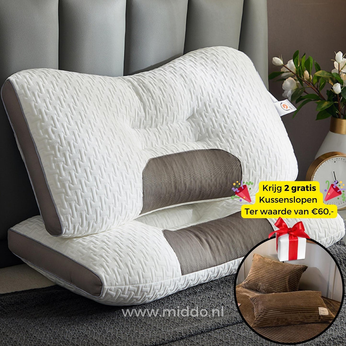 Oreiller Ergonomique DreamGuard Pro™ pour Dormeurs sur le Dos et le Côté + Taies en Velours Offertes ! 🔥