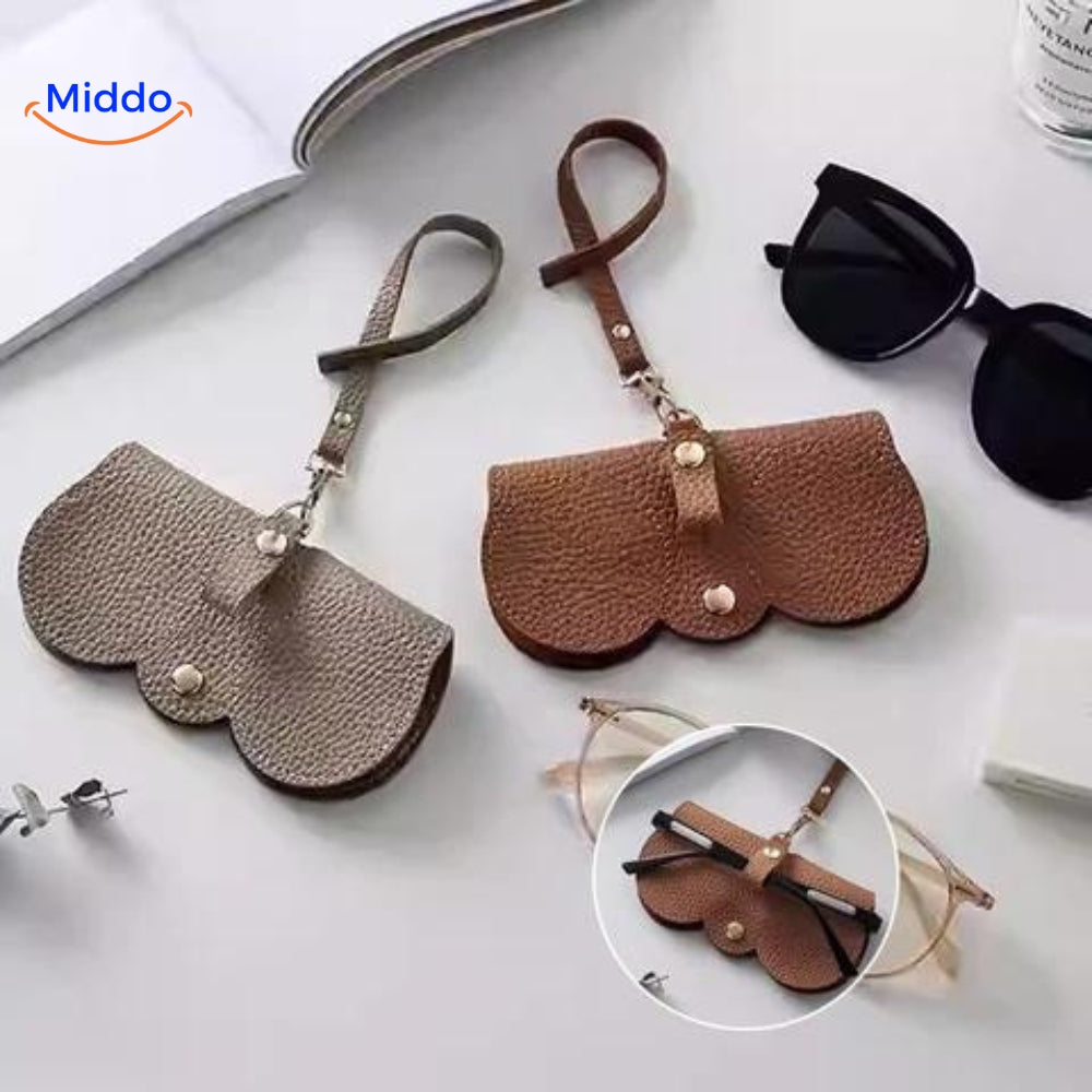 CompactVision™ - Étui à Lunettes en Cuir Élégant | Protection Stylée pour Lunettes de Lecture et Lunettes de Soleil