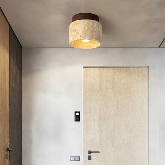 Luminaire de Plafond Wabi Sabi en Marbre Jaune – Élégance et Lumière Intemporelle pour Tout Espace