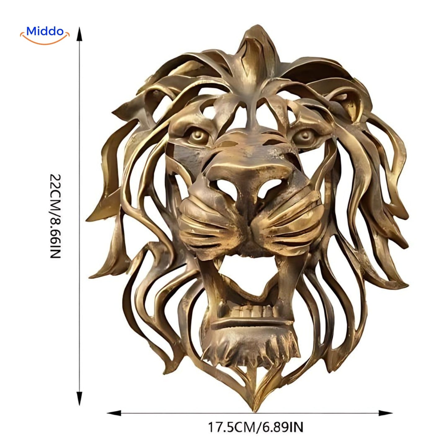 GoldenLion™ Mural Décor | Majestueuse Sculpture de Tête de Lion en Résine
