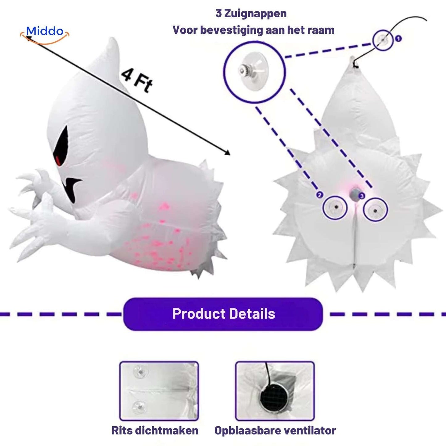 SpookyGlow™ Fantôme Gonflable | Décoration Effrayante Halloween