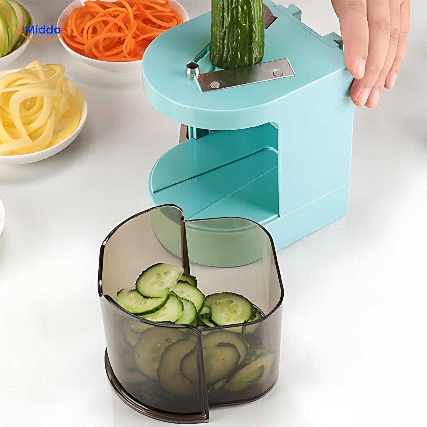 Vega™ Râpe à Spirale | Trancheuse à Légumes Manuelle Verticale & Préparateur de Salades