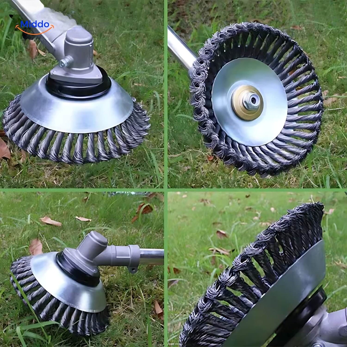 Weedmaster™ | Brosse Désherbante Sans Couture avec Roues en Fil pour l'Entretien du Gazon et du Jardin