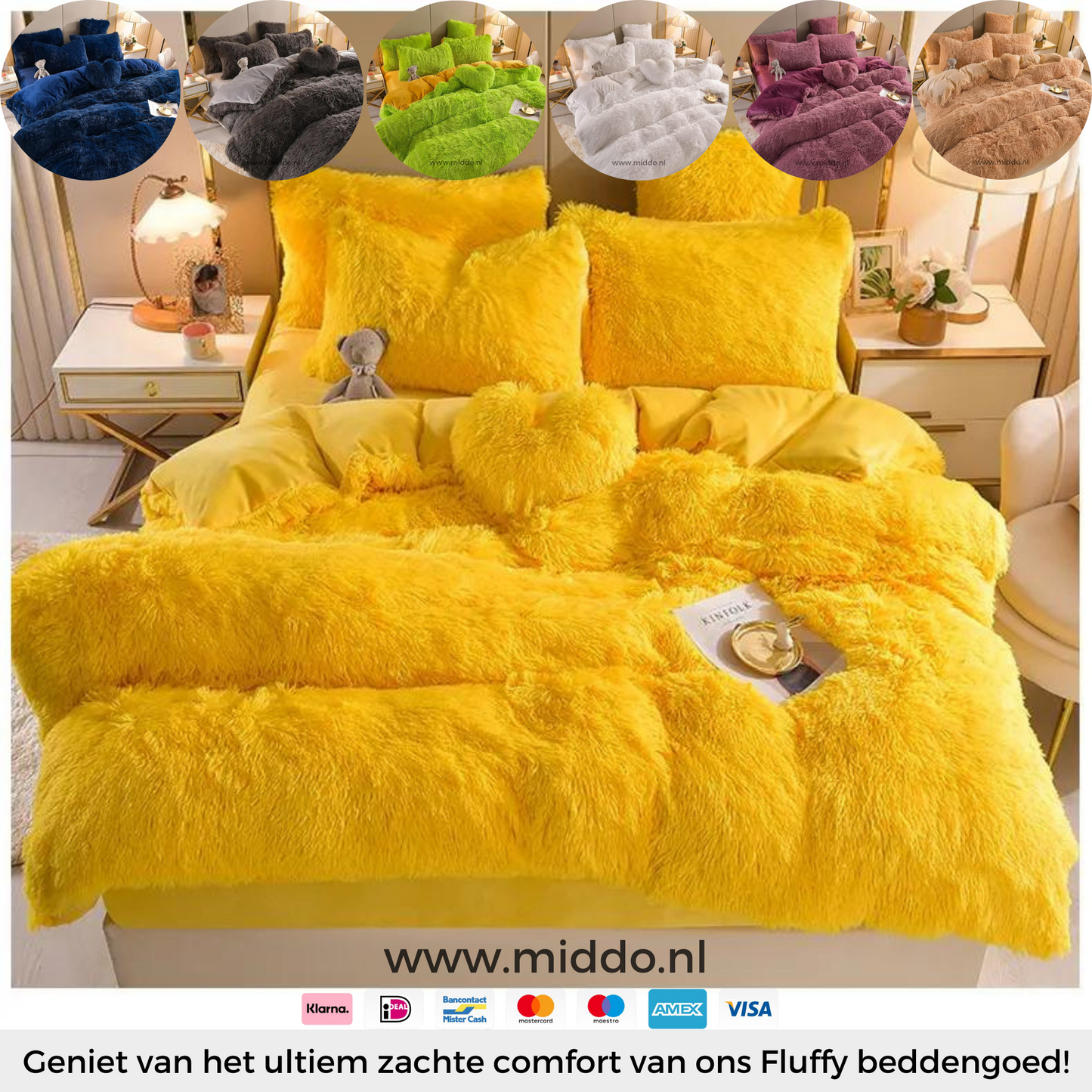 Set de Linge de Lit en Polaire Fluffy 5 Pièces | Inclus Coussin en Forme de Cœur Gratuit !