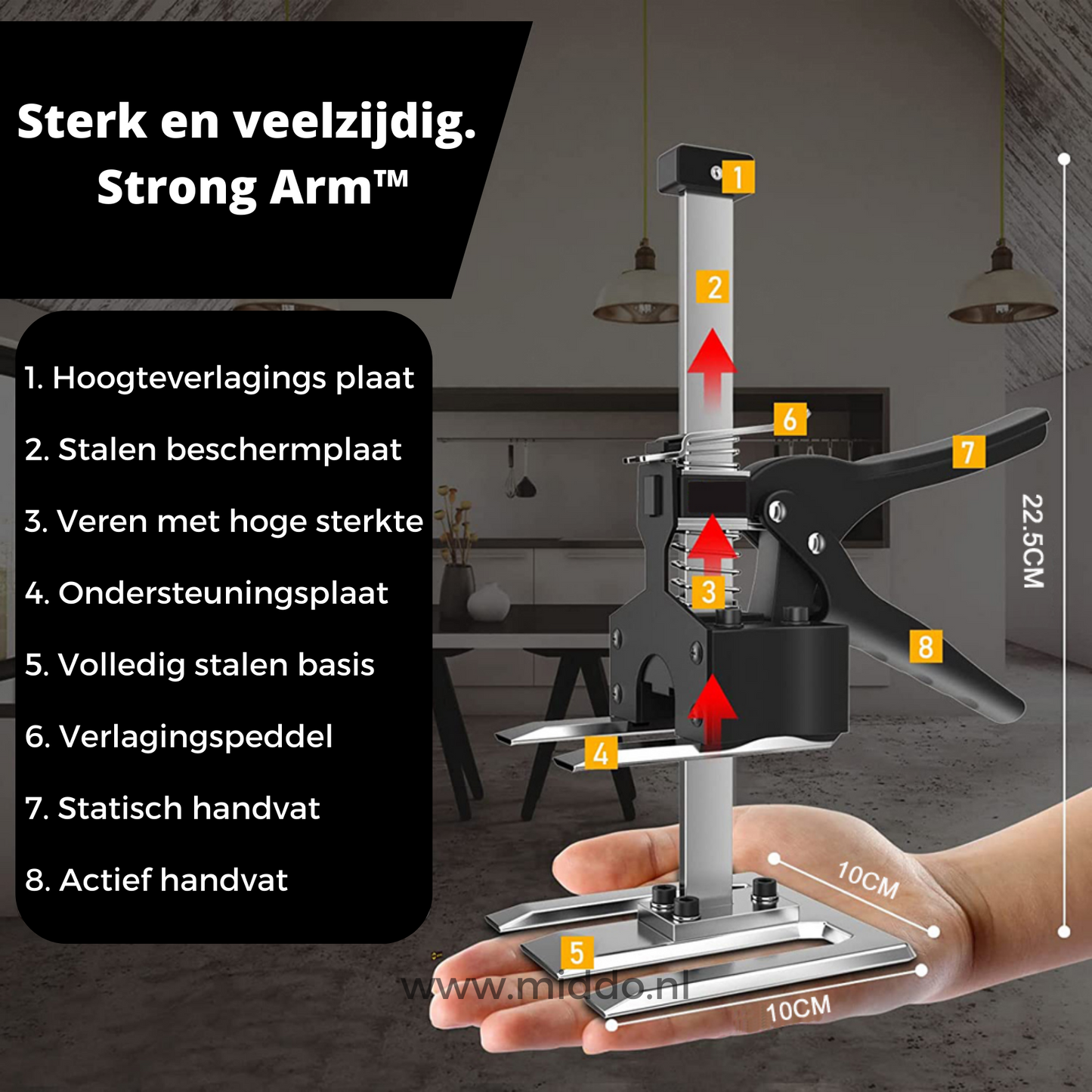 Strong Arm™ Aide au Levage | Prévenez les Douleurs Dorsales avec une Capacité de Charge de 150 kg en Acier Inoxydable Robuste