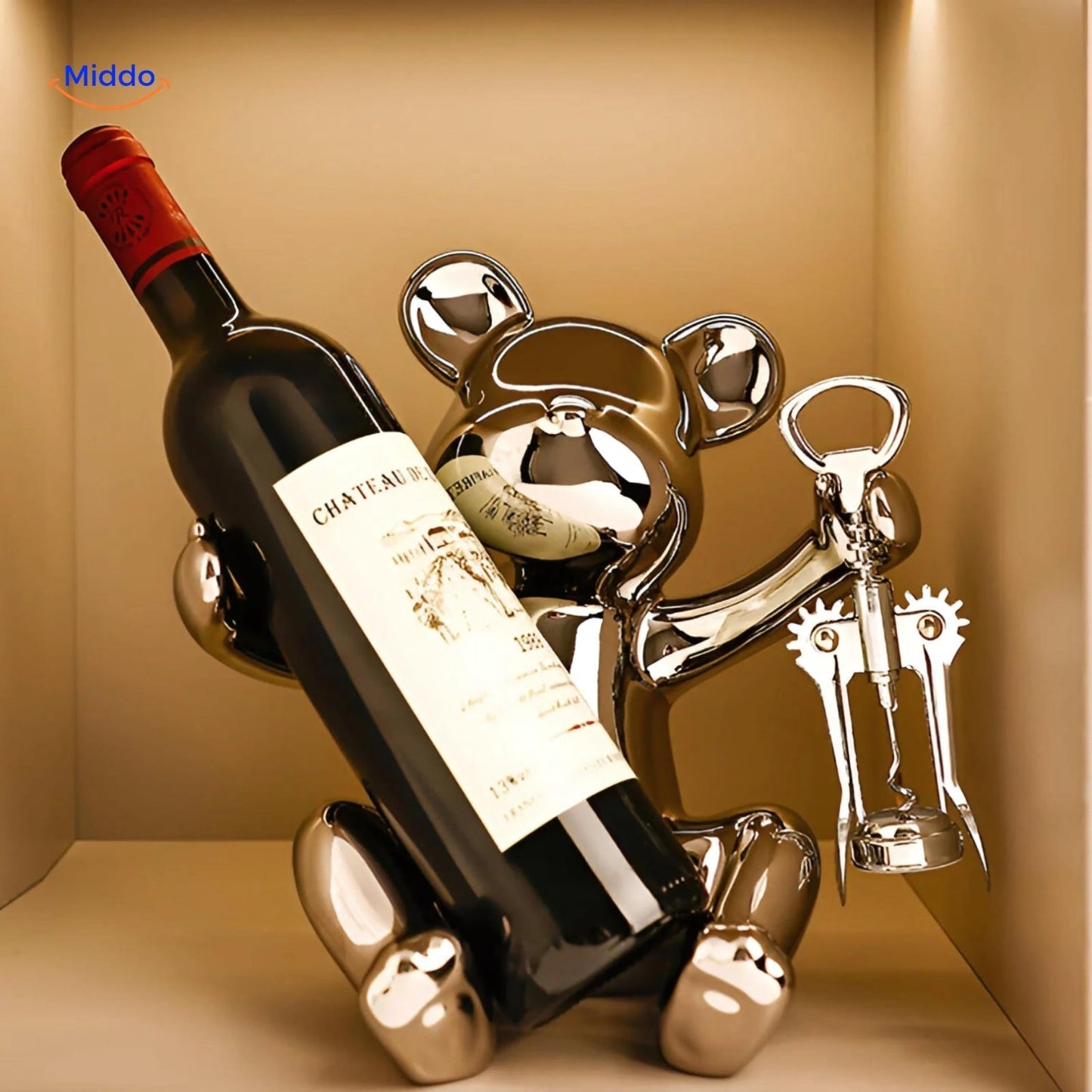 HandmadeBear™ | Porte-Bouteille Édition Limitée avec Charme Rustique et Design Unique