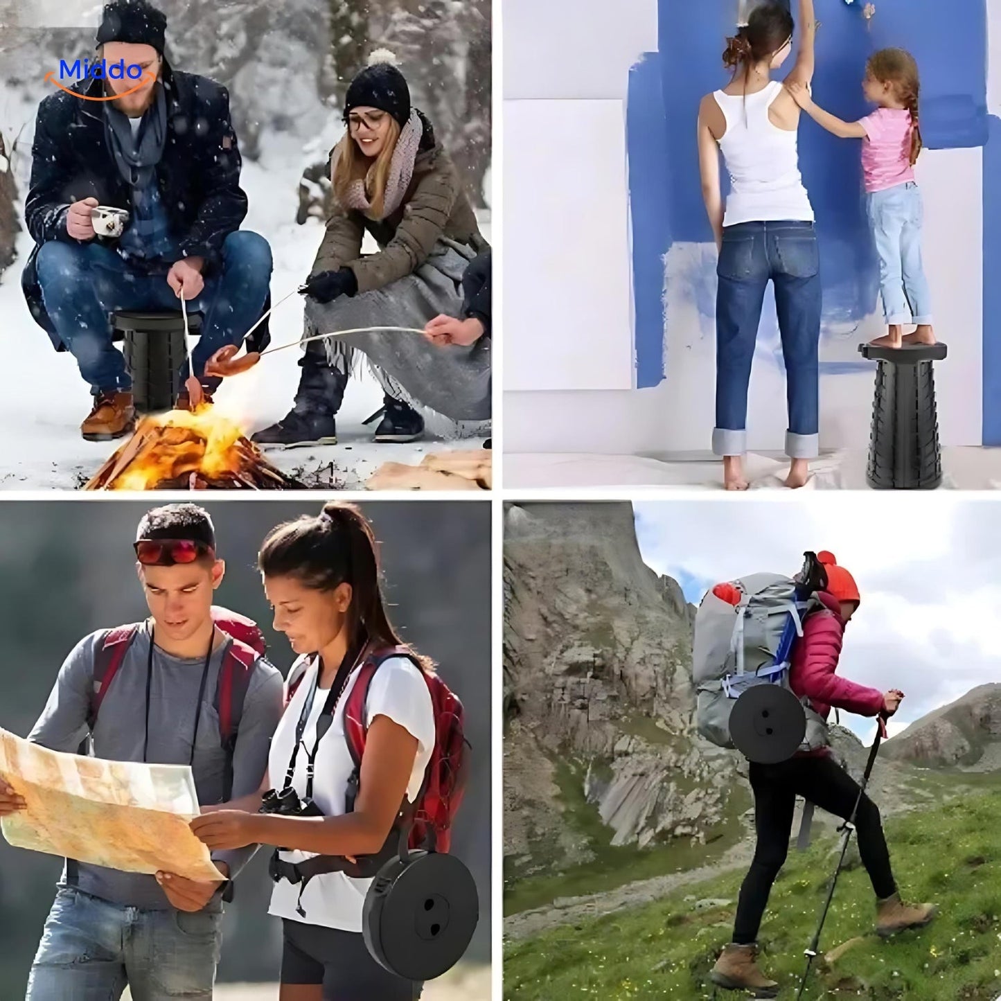 FlexiStool™ Tabouret Télescopique Réglable avec Surface Antidérapante