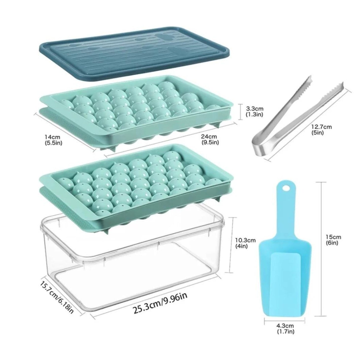 FrostSphere™ | Ensemble de Moules à Glace Rond avec 33 Grilles | Bac à Glace Mince et Compact