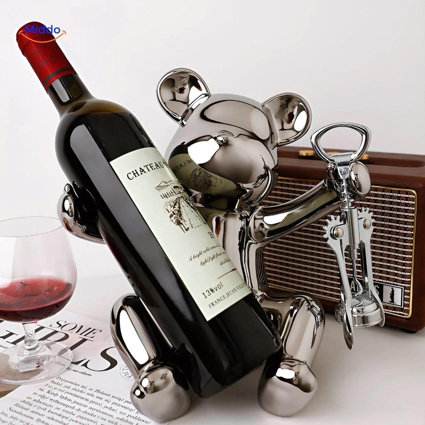 HandmadeBear™ | Porte-Bouteille Édition Limitée avec Charme Rustique et Design Unique