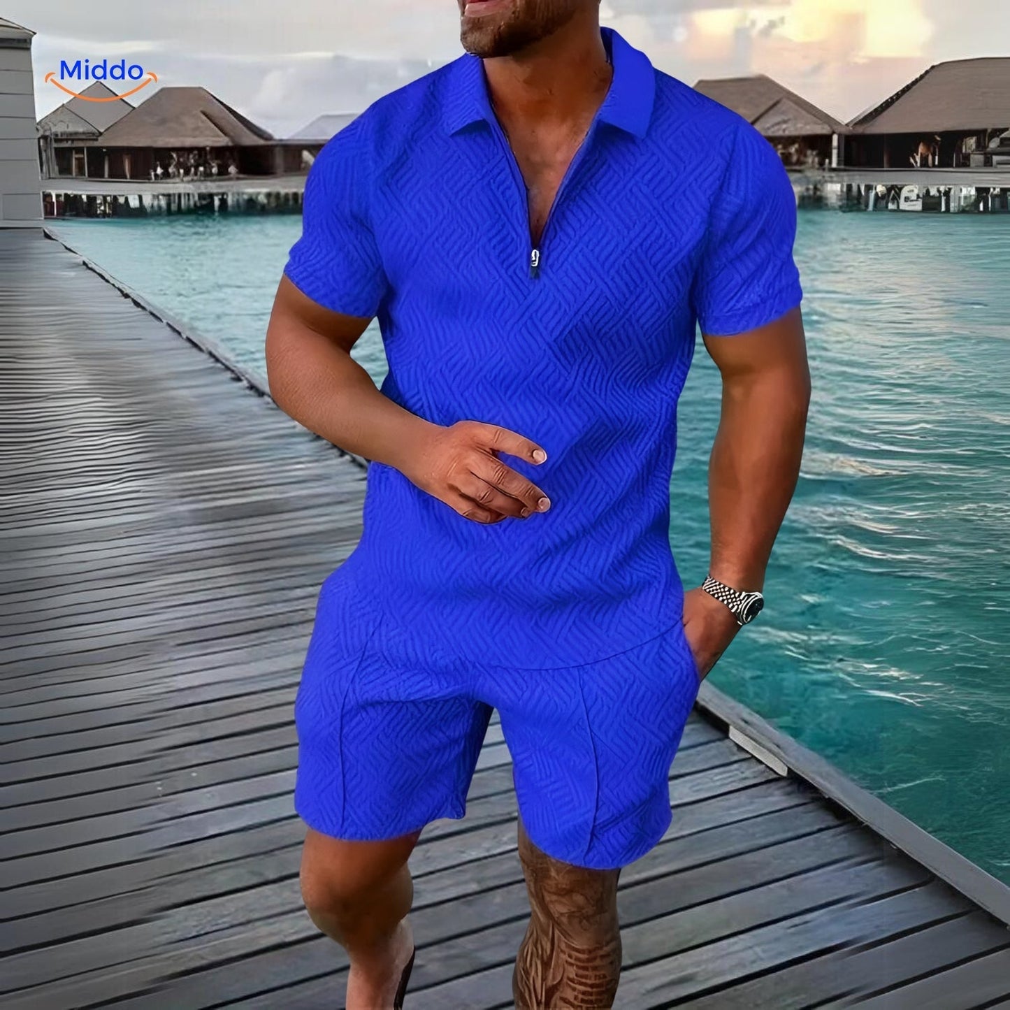 Leander™️ | Ensemble Estival 2 Pièces avec Chemise Légère et Shorts à Cordon