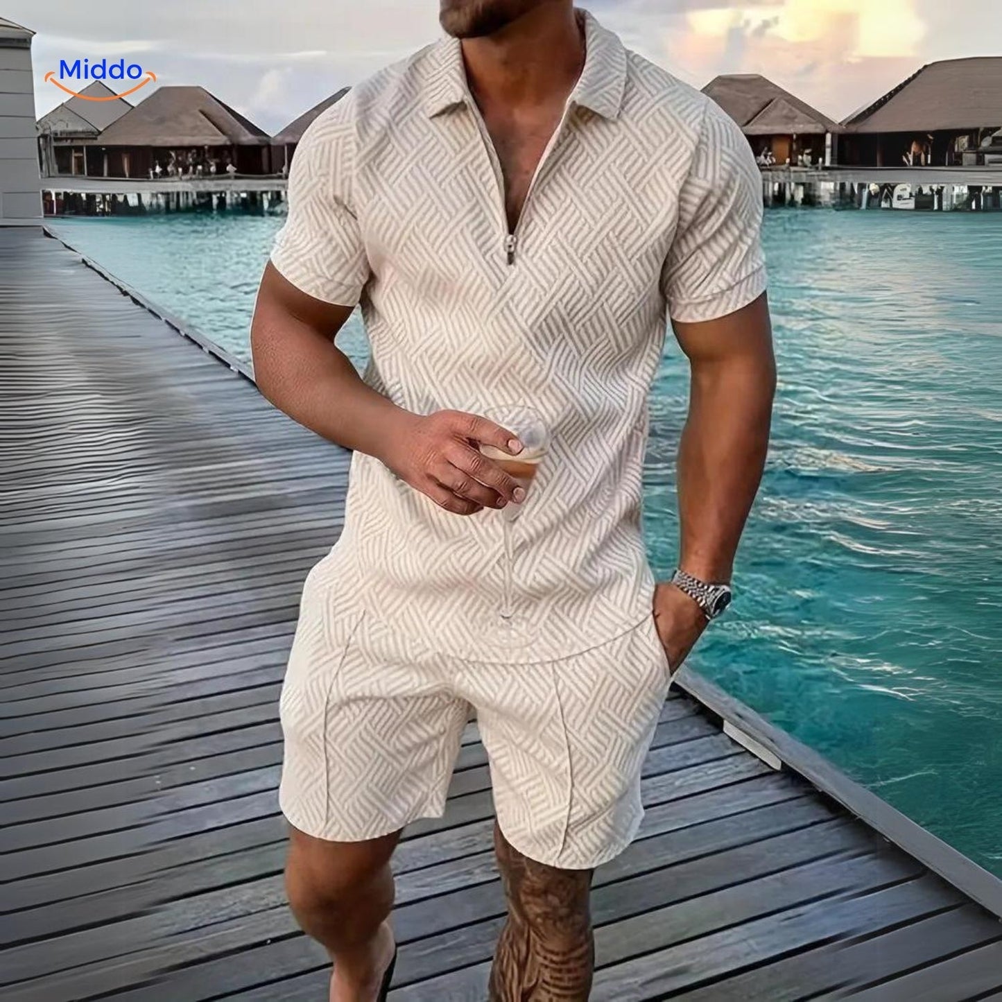 Leander™️ | Ensemble Estival 2 Pièces avec Chemise Légère et Shorts à Cordon