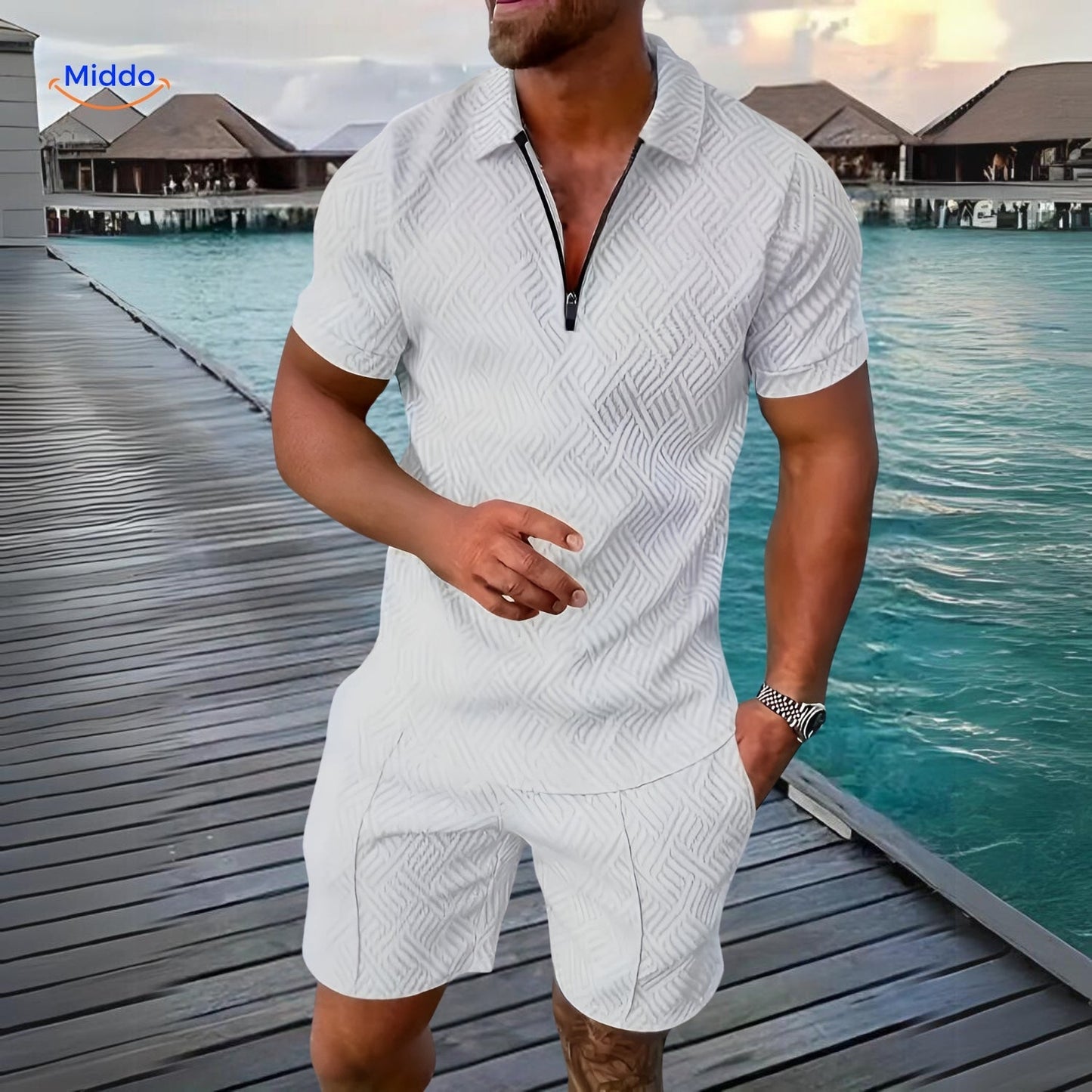 Leander™️ | Ensemble Estival 2 Pièces avec Chemise Légère et Shorts à Cordon