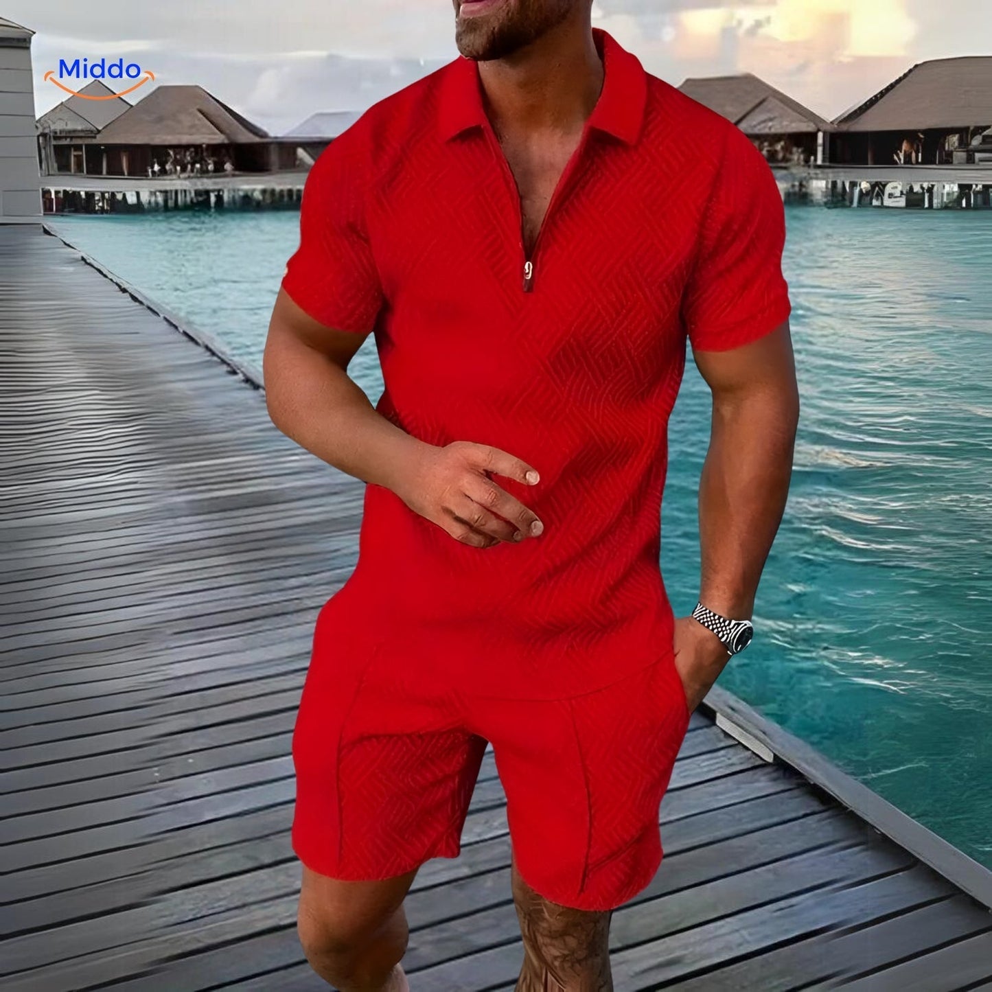 Leander™️ | Ensemble Estival 2 Pièces avec Chemise Légère et Shorts à Cordon