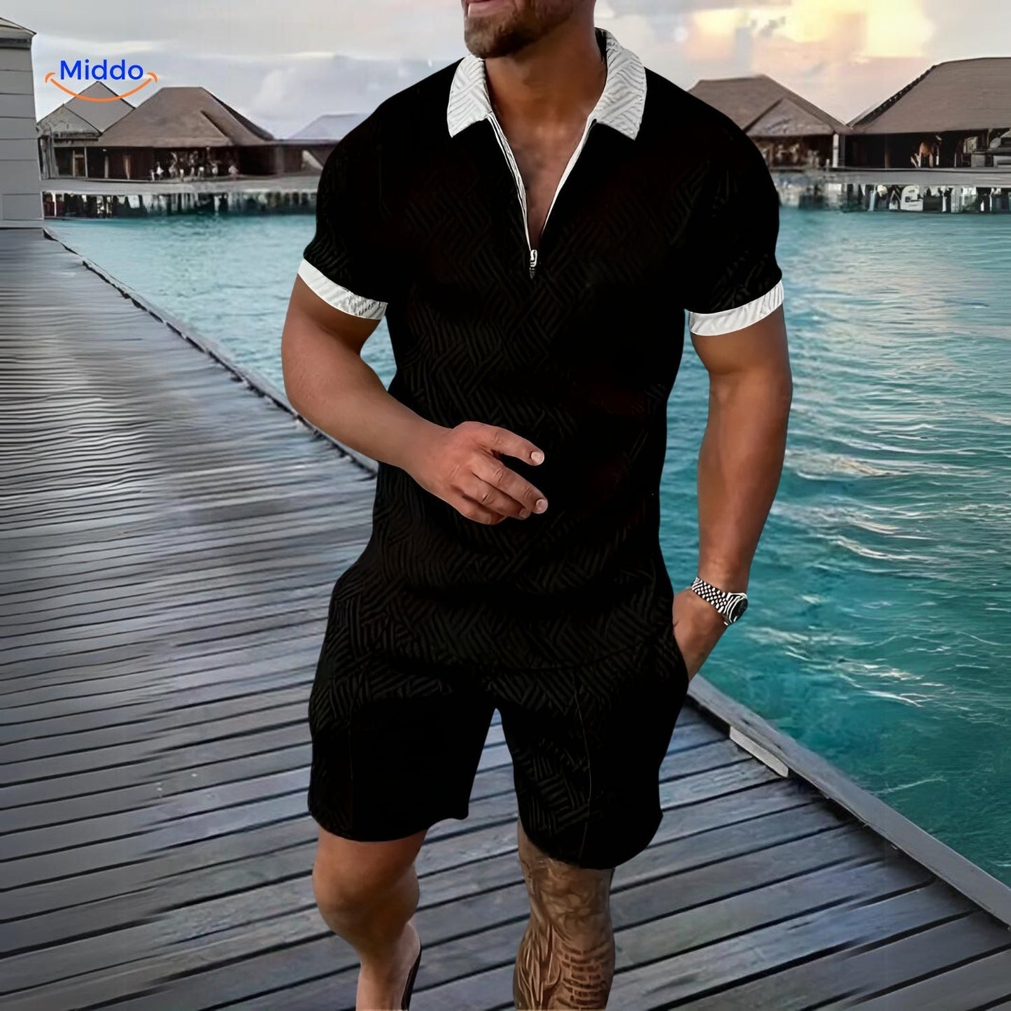 Leander™️ | Ensemble Estival 2 Pièces avec Chemise Légère et Shorts à Cordon