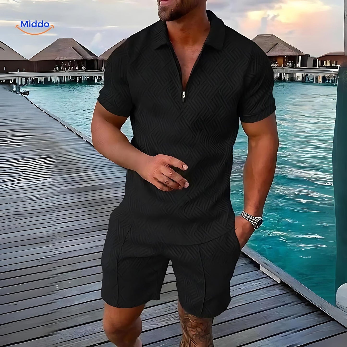 Leander™️ | Ensemble Estival 2 Pièces avec Chemise Légère et Shorts à Cordon