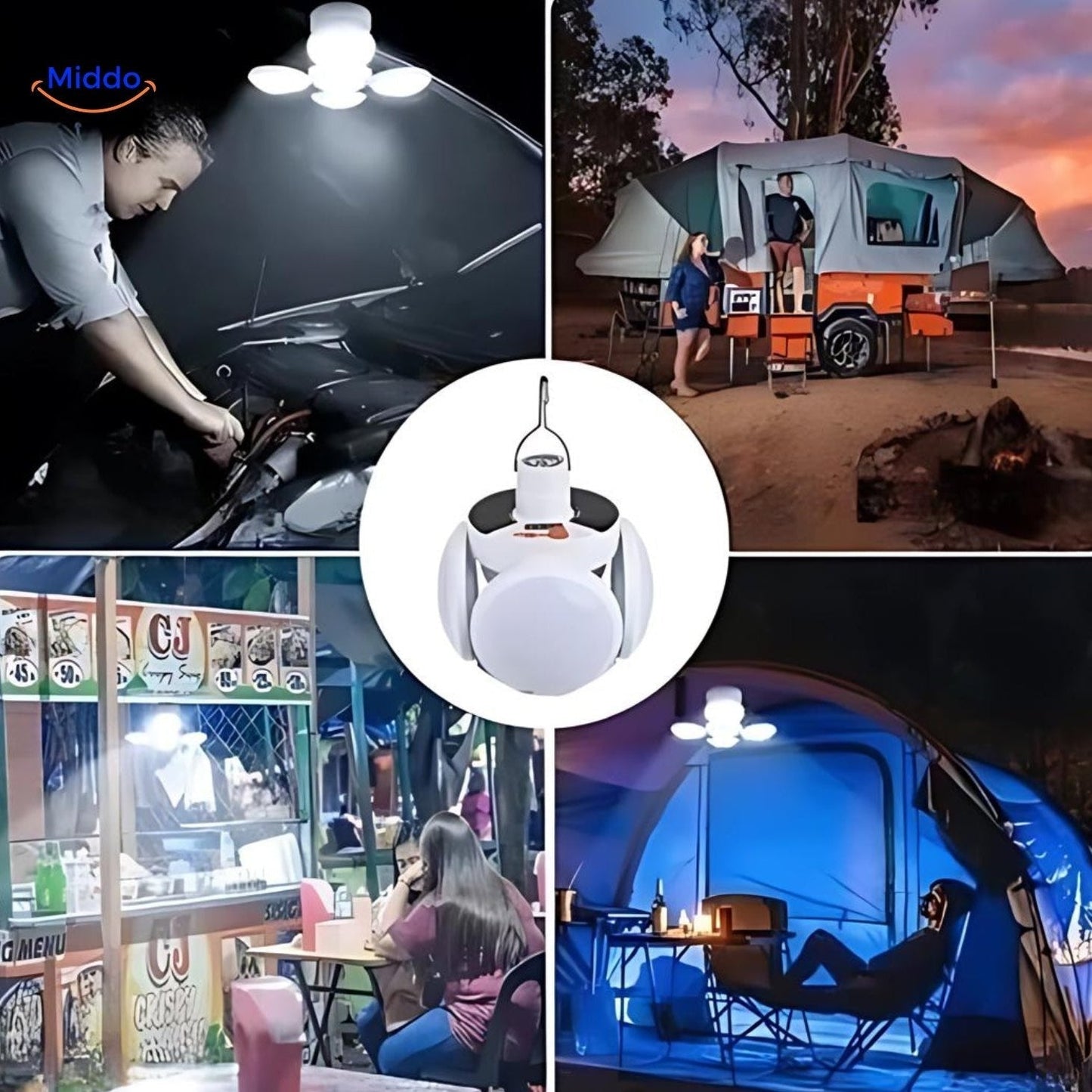 SolarFOLD™ Lampe LED d'extérieur | Portable, Rechargeable par USB et Économique en Énergie