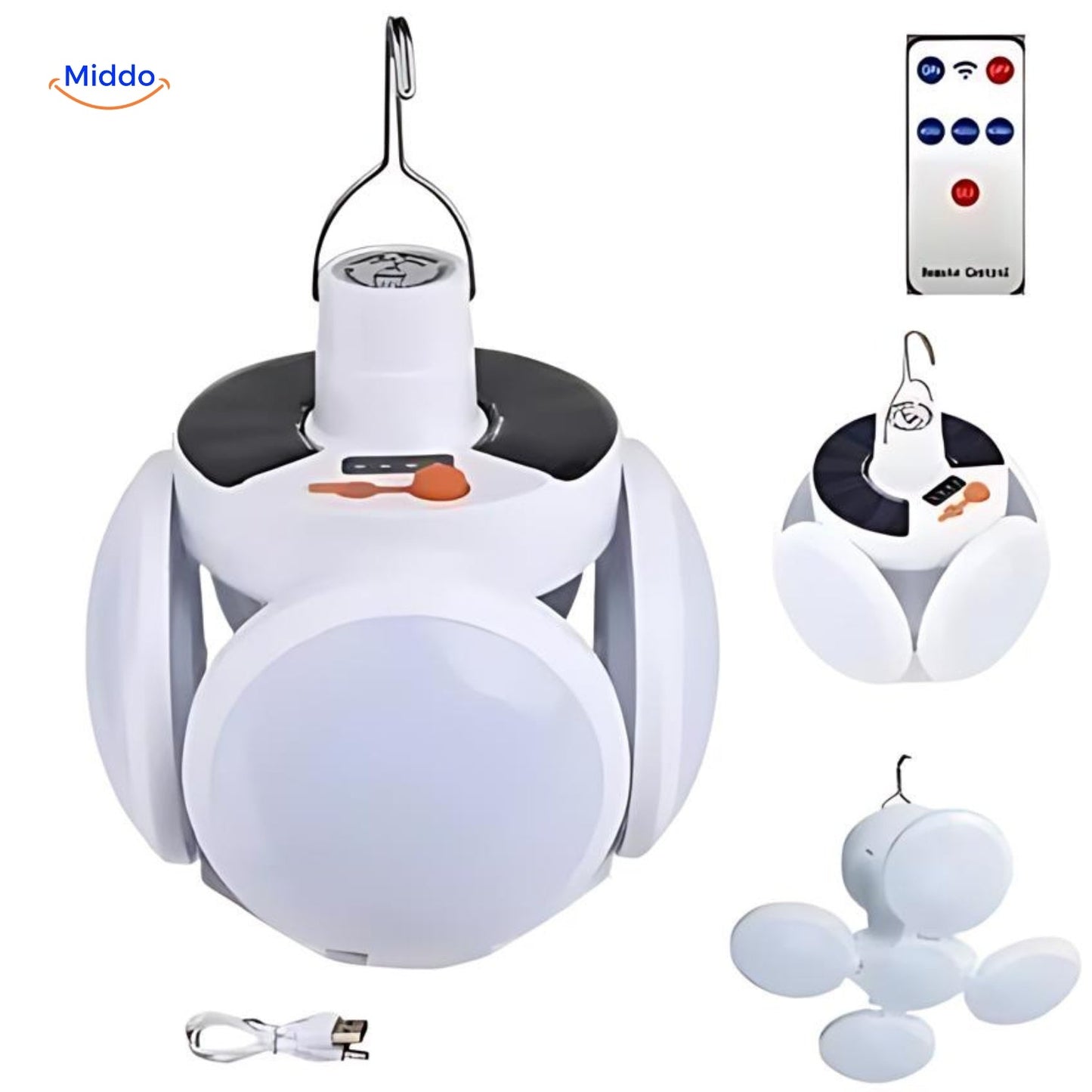 SolarFOLD™ Lampe LED d'extérieur | Portable, Rechargeable par USB et Économique en Énergie