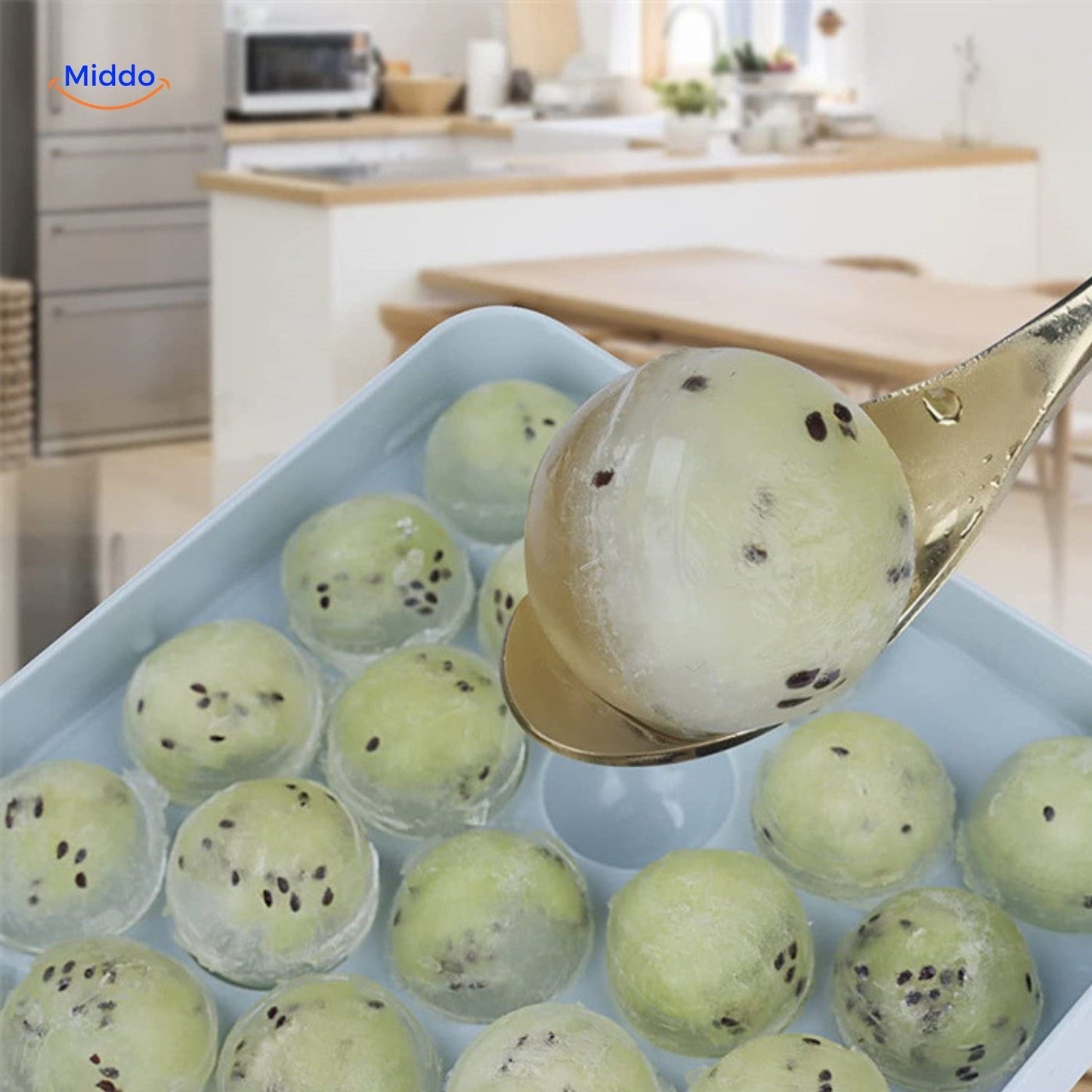 FrostSphere™ | Ensemble de Moules à Glace Rond avec 33 Grilles | Bac à Glace Mince et Compact