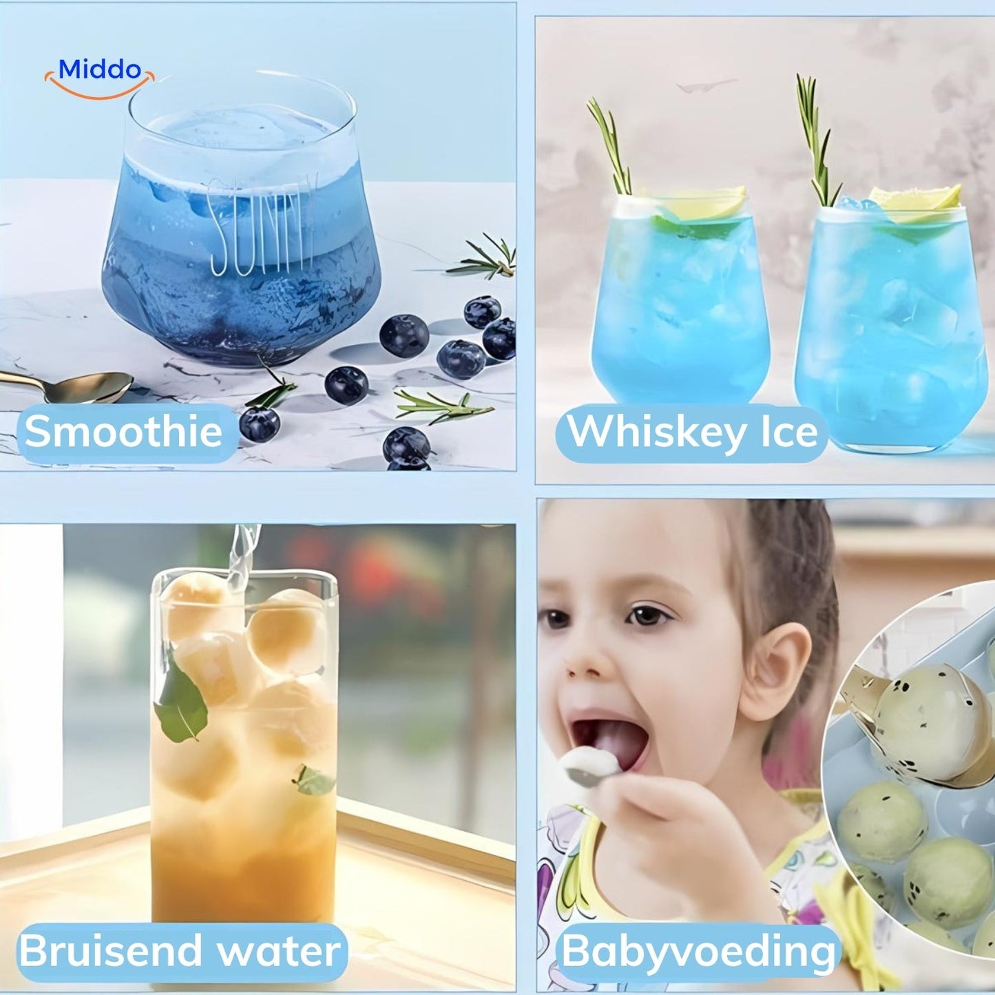 FrostSphere™ | Ensemble de Moules à Glace Rond avec 33 Grilles | Bac à Glace Mince et Compact