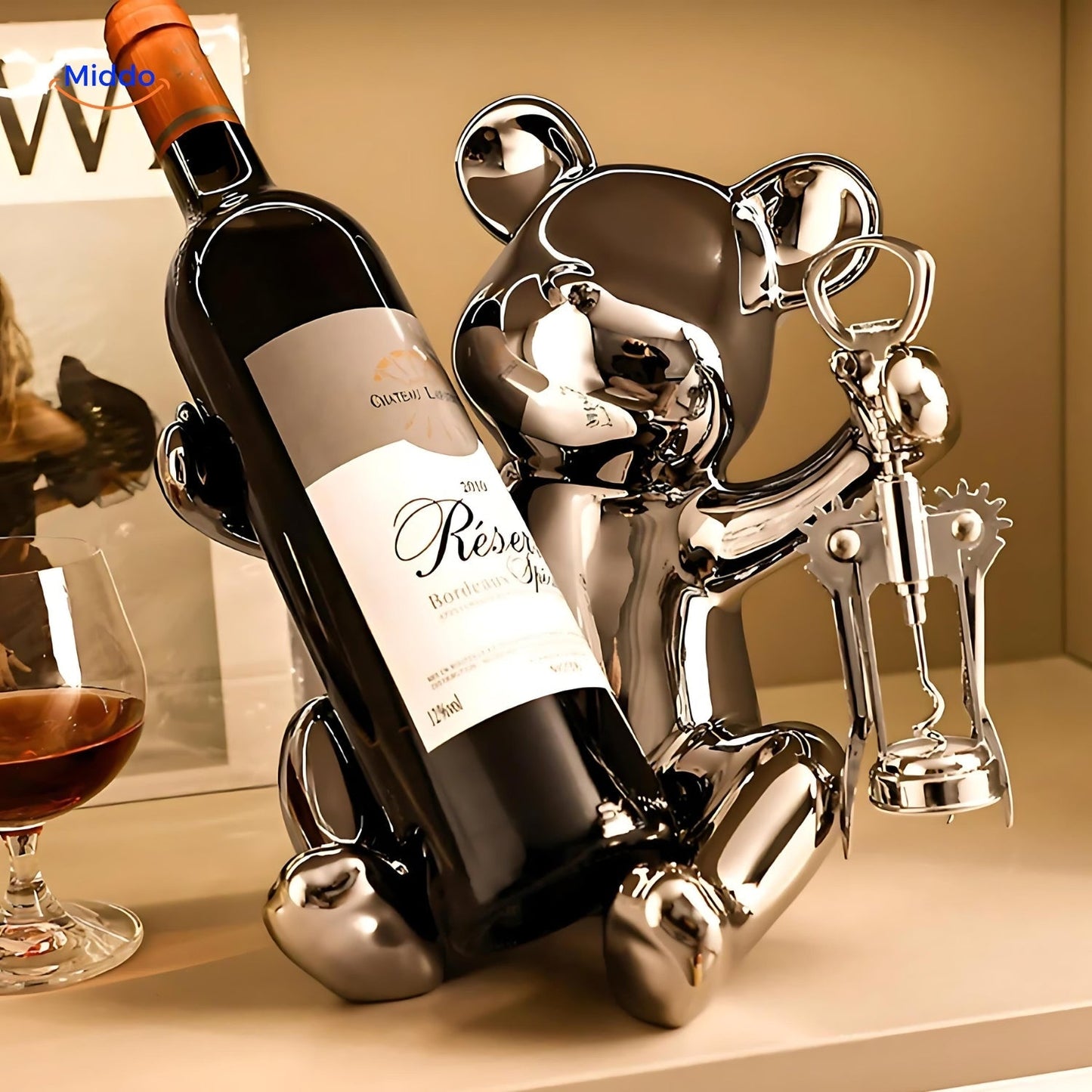 HandmadeBear™ | Porte-Bouteille Édition Limitée avec Charme Rustique et Design Unique